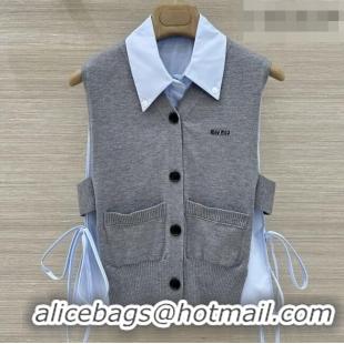 Classic Discount Miu Miu Two-piece Vest M041103 Grey/Light Blue 2026