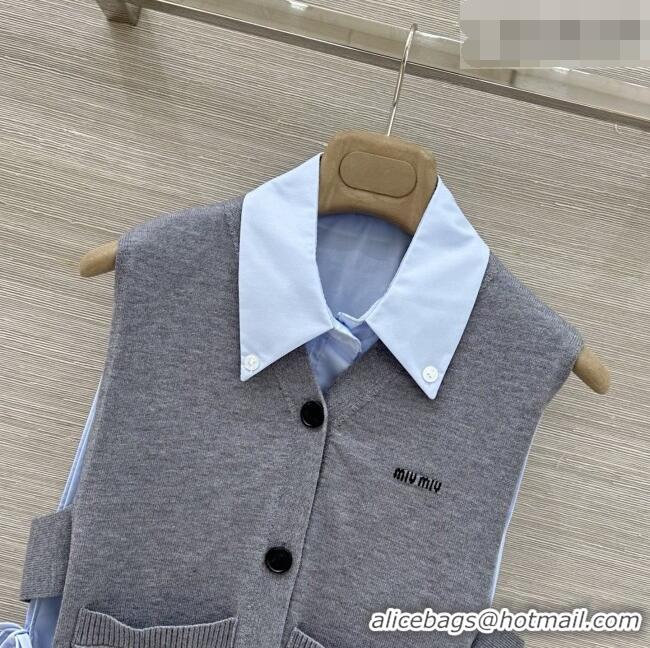 Classic Discount Miu Miu Two-piece Vest M041103 Grey/Light Blue 2026