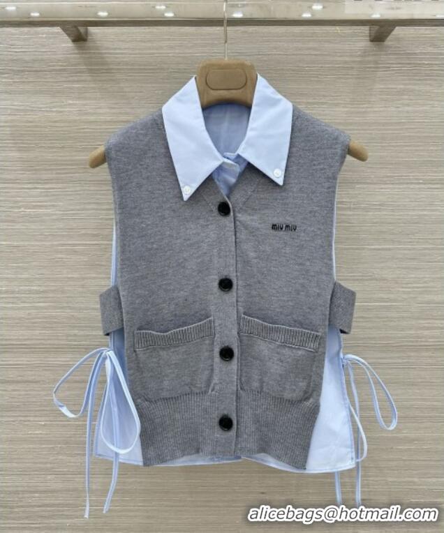 Classic Discount Miu Miu Two-piece Vest M041103 Grey/Light Blue 2026