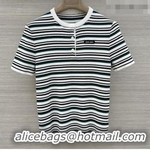 Low Cost Miu Miu Knit Stripe Top M041107 White/Green 2026