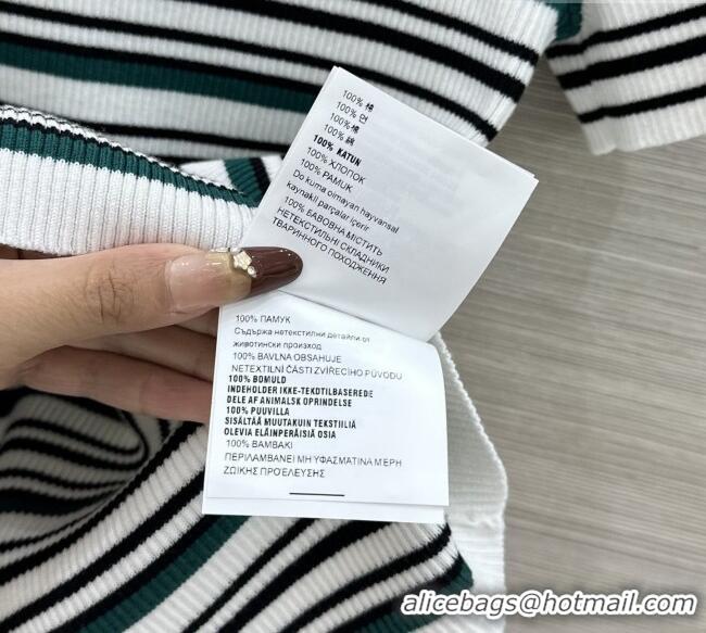 Low Cost Miu Miu Knit Stripe Top M041107 White/Green 2026