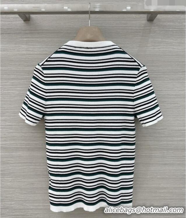 Low Cost Miu Miu Knit Stripe Top M041107 White/Green 2026