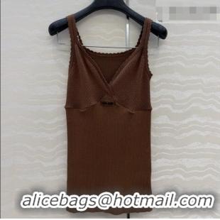 Luxury Discount Miu Miu Knit Vest M041402 Brown 2026