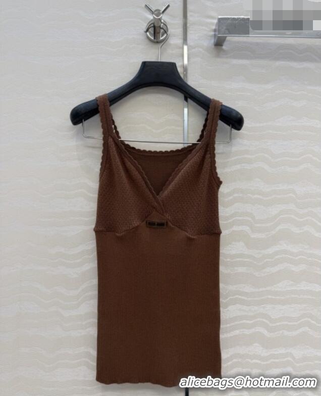 Luxury Discount Miu Miu Knit Vest M041402 Brown 2026