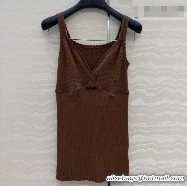 Luxury Discount Miu Miu Knit Vest M041402 Brown 2026
