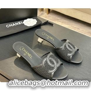 Buy Discount Chanel Lambskin & Mesh Mules Sandals CH0727110 Black 2026