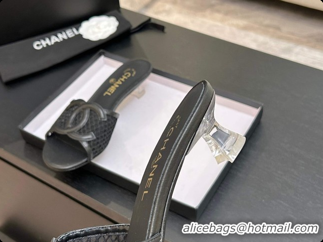 Buy Discount Chanel Lambskin & Mesh Mules Sandals CH0727110 Black 2026