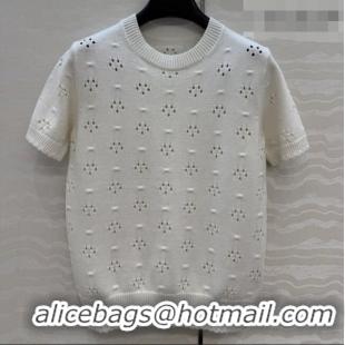 Reasonable Price Miu Miu Knit Short-sleeved Sweater M041406 Beige 2026