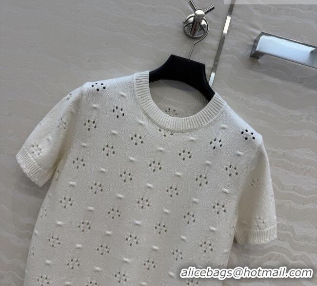 Reasonable Price Miu Miu Knit Short-sleeved Sweater M041406 Beige 2026