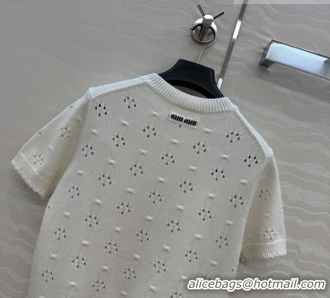 Reasonable Price Miu Miu Knit Short-sleeved Sweater M041406 Beige 2026