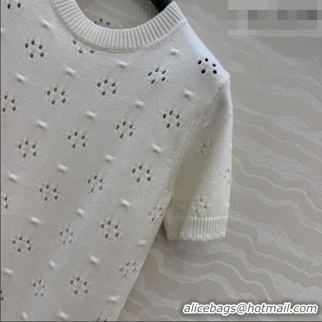 Reasonable Price Miu Miu Knit Short-sleeved Sweater M041406 Beige 2026
