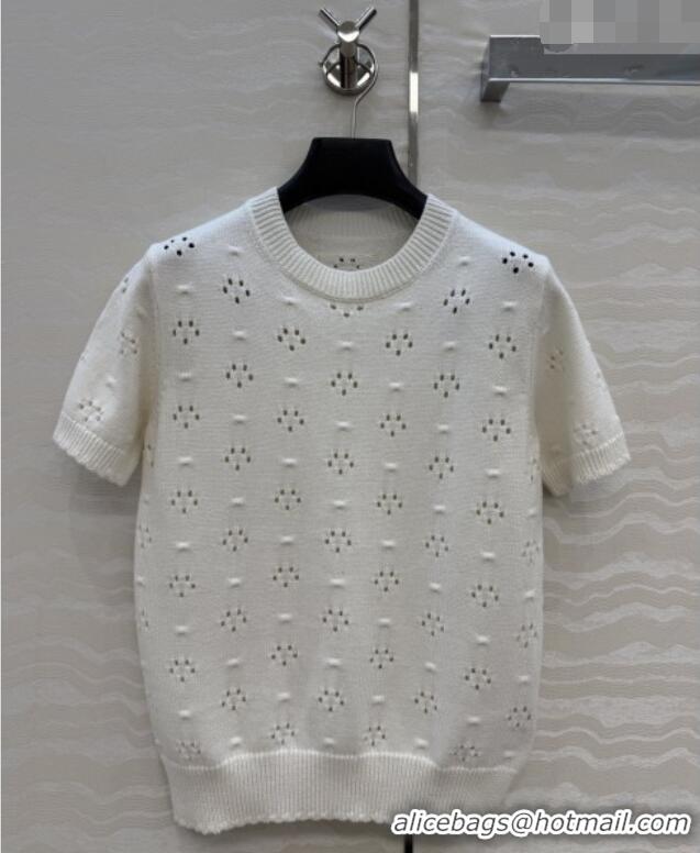 Reasonable Price Miu Miu Knit Short-sleeved Sweater M041406 Beige 2026