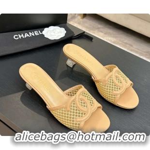 Sumptuous Chanel Lambskin & Mesh Mules Sandals CH0727111 Beige 2026