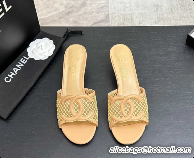 Sumptuous Chanel Lambskin & Mesh Mules Sandals CH0727111 Beige 2026