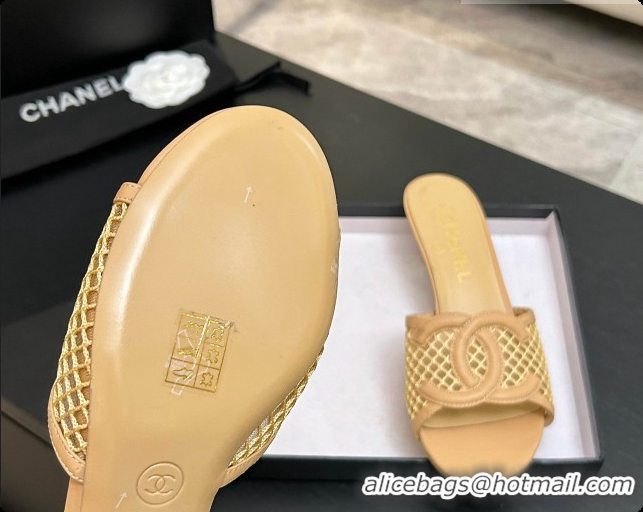 Sumptuous Chanel Lambskin & Mesh Mules Sandals CH0727111 Beige 2026