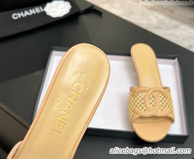 Sumptuous Chanel Lambskin & Mesh Mules Sandals CH0727111 Beige 2026
