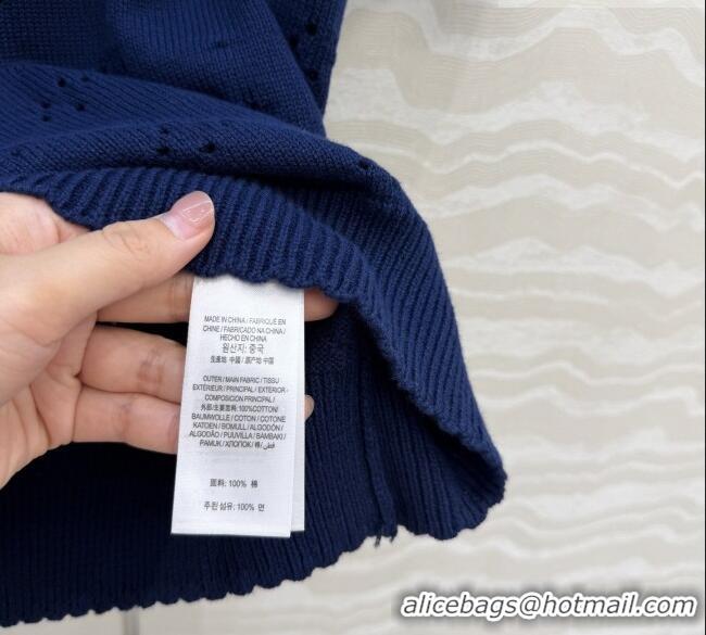 Shop Promotional Miu Miu Knit Short-sleeved Sweater M041407 Deep Blue 2026
