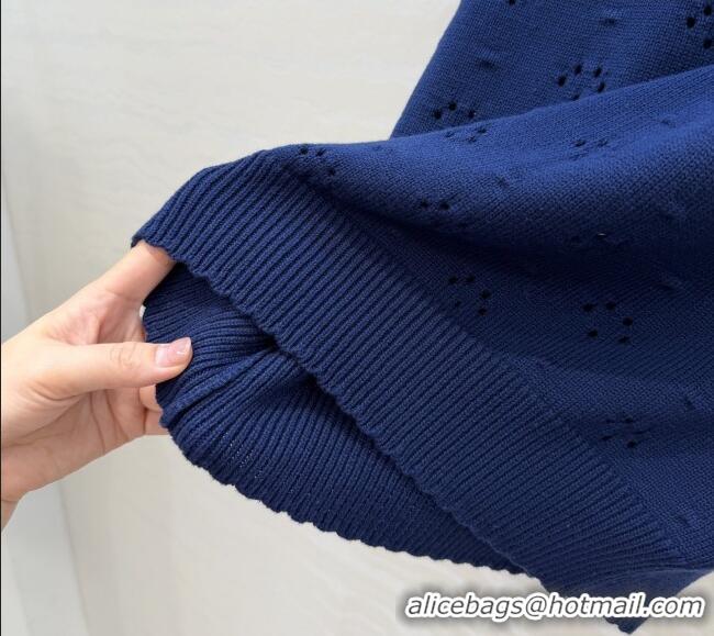Shop Promotional Miu Miu Knit Short-sleeved Sweater M041407 Deep Blue 2026
