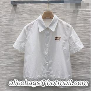 Low Price Miu Miu Cotton & Lace Shirt M42120 White 2026