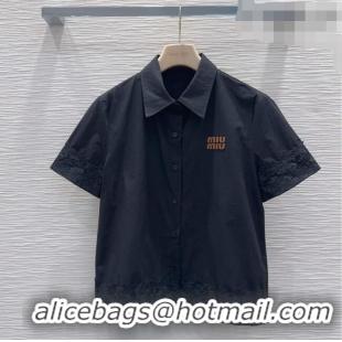 Grade Quality Miu Miu Cotton & Lace Shirt M42121 Black 2026