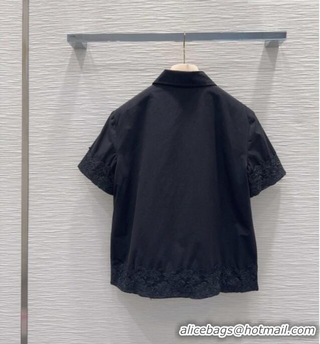 Grade Quality Miu Miu Cotton & Lace Shirt M42121 Black 2026