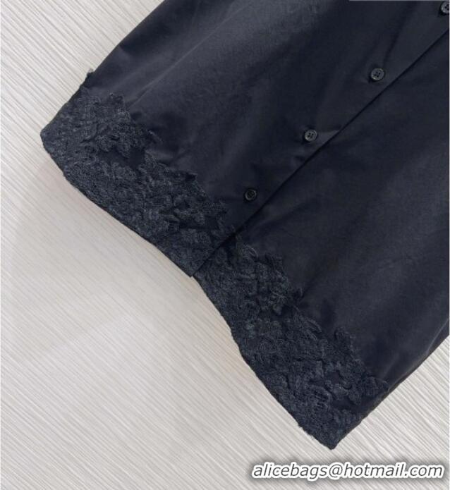 Grade Quality Miu Miu Cotton & Lace Shirt M42121 Black 2026