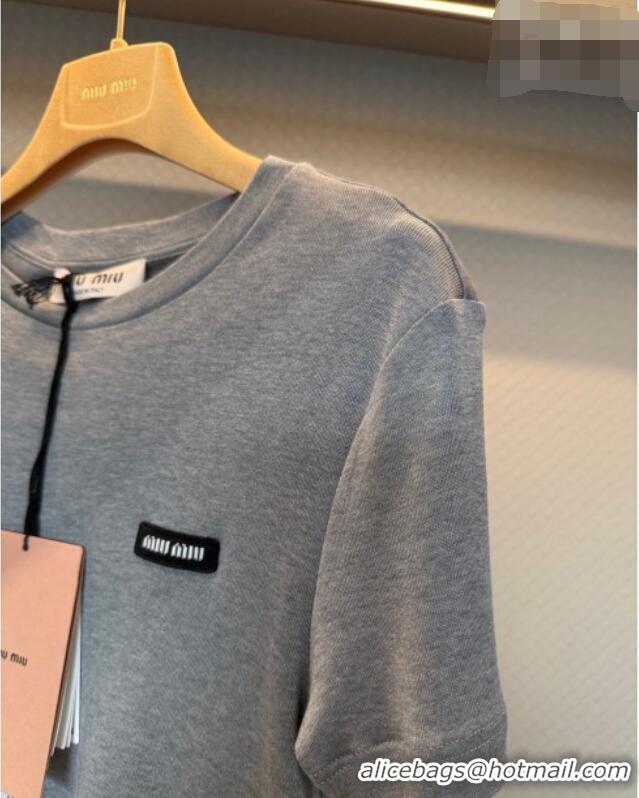 Good Product Miu Miu Silk and Lace T-Shirt and Mini Skirt Set 042120 Grey/White 2026
