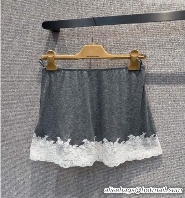 Good Product Miu Miu Silk and Lace T-Shirt and Mini Skirt Set 042120 Grey/White 2026
