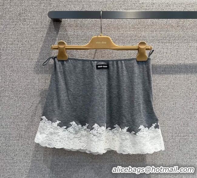 Good Product Miu Miu Silk and Lace T-Shirt and Mini Skirt Set 042120 Grey/White 2026