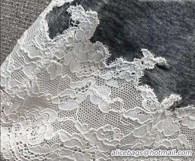 Good Product Miu Miu Silk and Lace T-Shirt and Mini Skirt Set 042120 Grey/White 2026