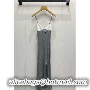 Shop Discount Miu Miu Long Dress 042120 Grey/White Lace 2026