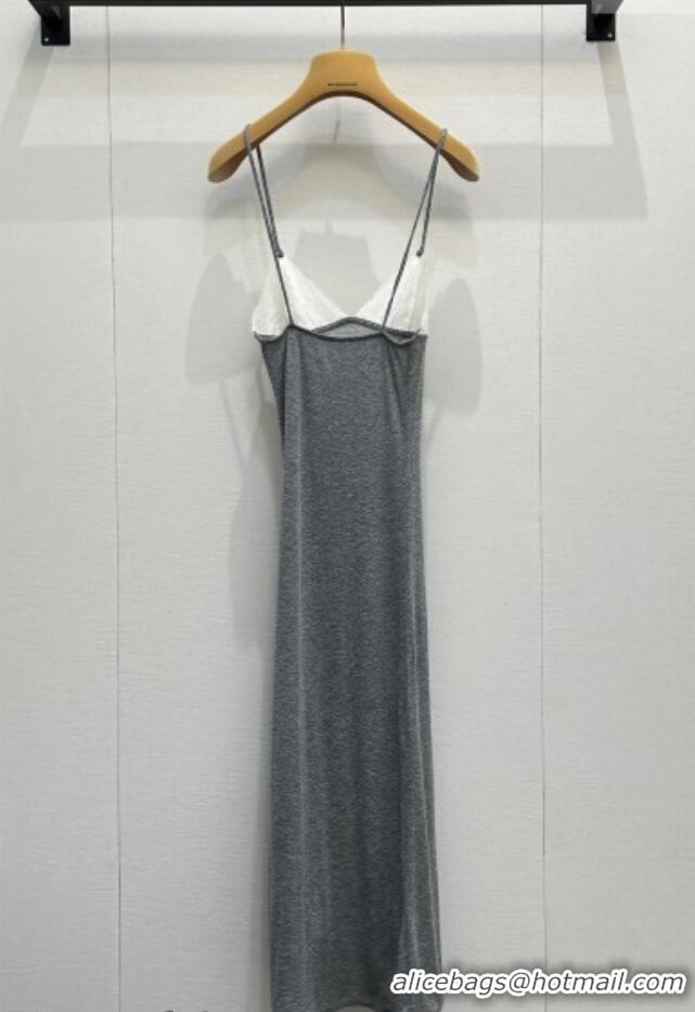 Shop Discount Miu Miu Long Dress 042120 Grey/White Lace 2026