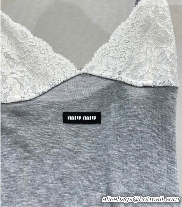 Shop Discount Miu Miu Long Dress 042120 Grey/White Lace 2026