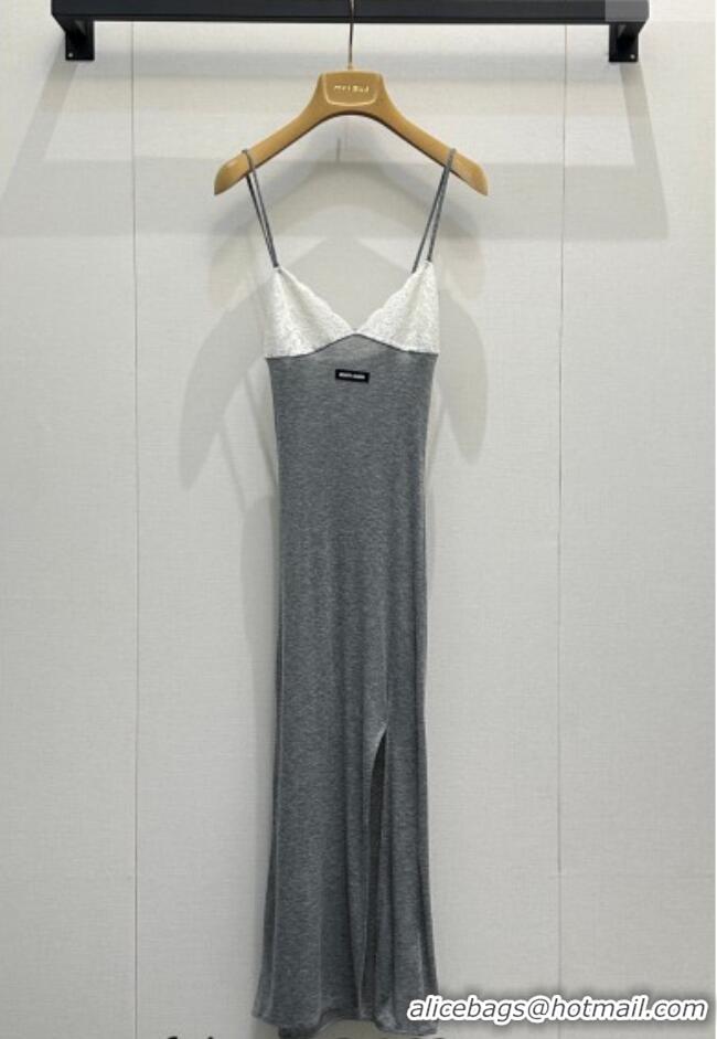 Shop Discount Miu Miu Long Dress 042120 Grey/White Lace 2026