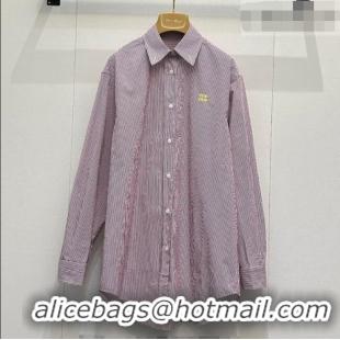 Buy Discount Miu Miu Cotton Striped Shirt MM042113 Red 2026