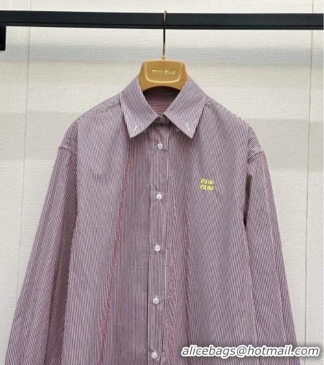 Buy Discount Miu Miu Cotton Striped Shirt MM042113 Red 2026