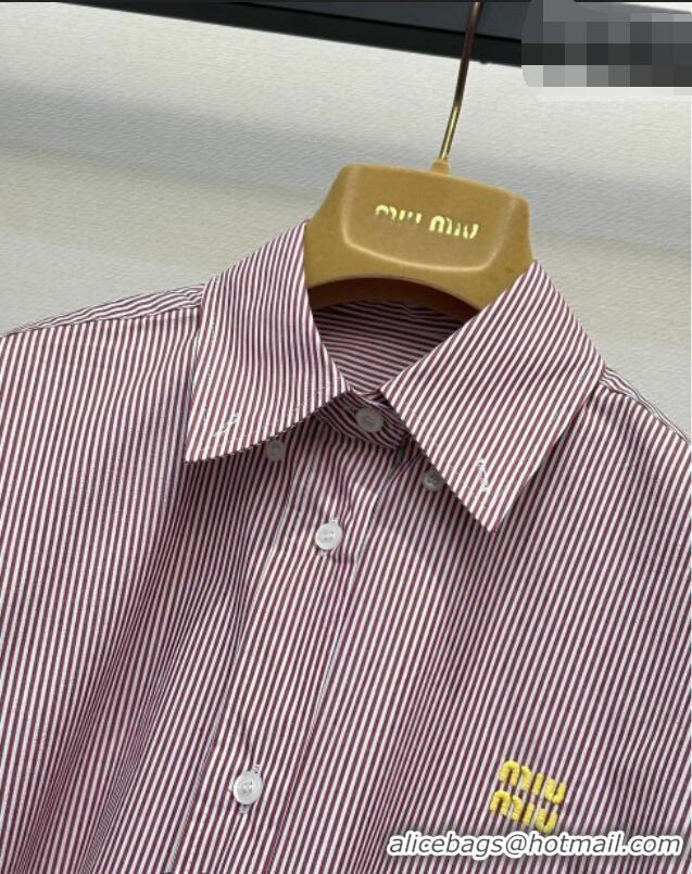 Buy Discount Miu Miu Cotton Striped Shirt MM042113 Red 2026