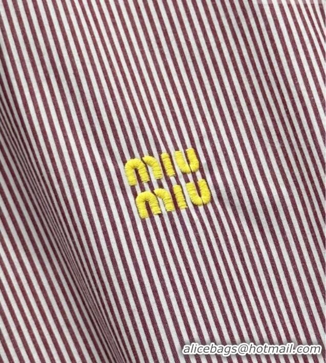 Buy Discount Miu Miu Cotton Striped Shirt MM042113 Red 2026
