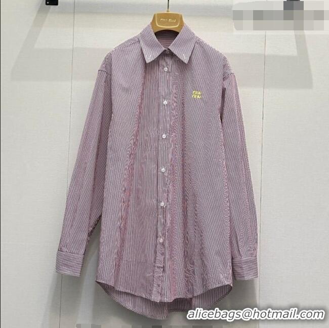 Buy Discount Miu Miu Cotton Striped Shirt MM042113 Red 2026