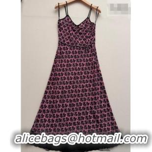 Best Price Miu Miu Printed Silk Dress with Lace Trim MM042109 Pink 2026