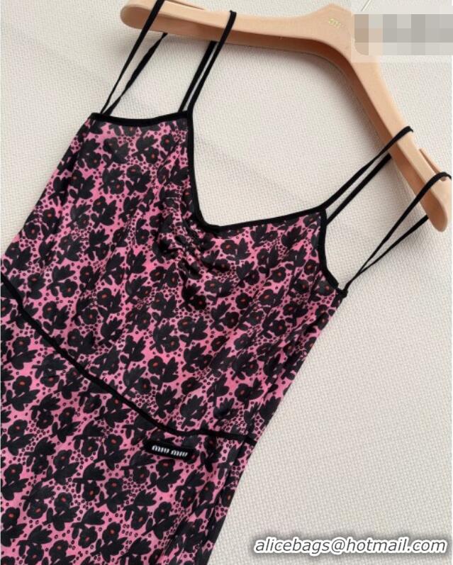 Best Price Miu Miu Printed Silk Dress with Lace Trim MM042109 Pink 2026