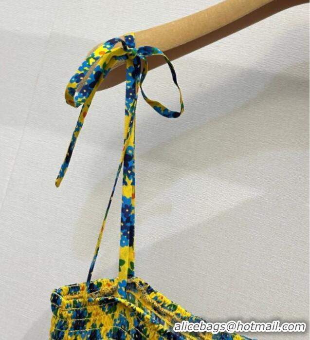 Free Shipping Discount Miu Miu Printed Silk Dress MM042003 Yellow 2026