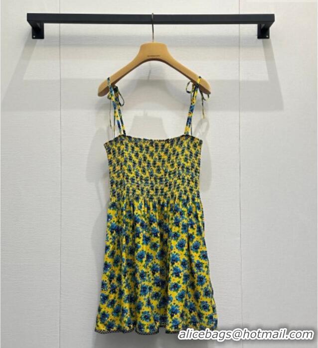 Free Shipping Discount Miu Miu Printed Silk Dress MM042003 Yellow 2026