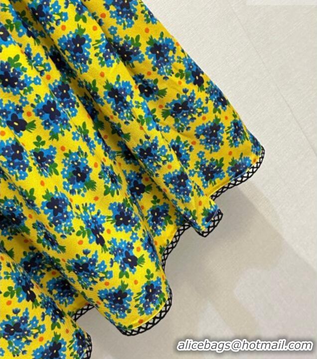 Free Shipping Discount Miu Miu Printed Silk Dress MM042003 Yellow 2026