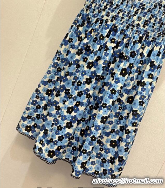 Top Grade Discount Miu Miu Printed Silk Dress MM042002 Blue 2026