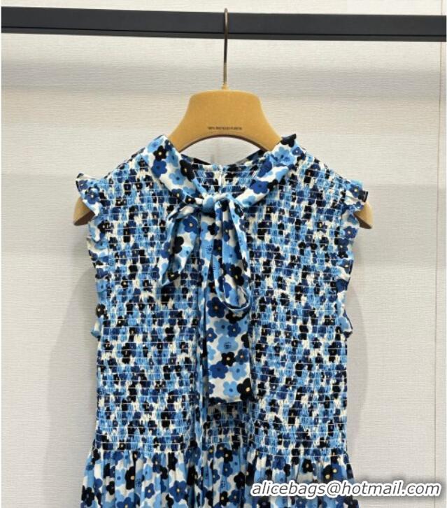 Top Grade Discount Miu Miu Printed Silk Dress MM042002 Blue 2026