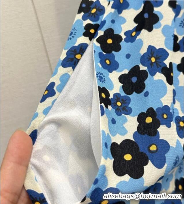 Top Grade Discount Miu Miu Printed Silk Dress MM042002 Blue 2026