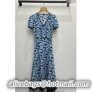 Good Looking Miu Miu Printed Silk Dress MM042001 Blue 2026