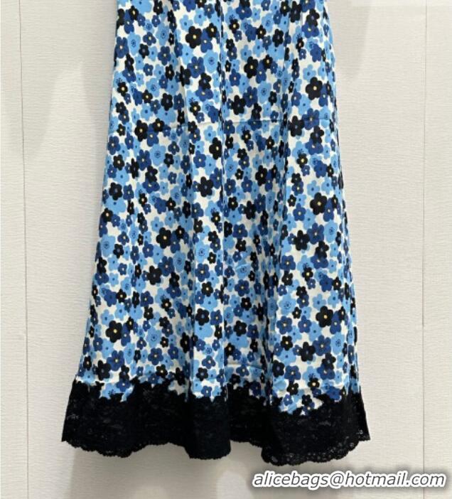 Good Looking Miu Miu Printed Silk Dress MM042001 Blue 2026