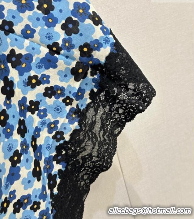 Good Looking Miu Miu Printed Silk Dress MM042001 Blue 2026